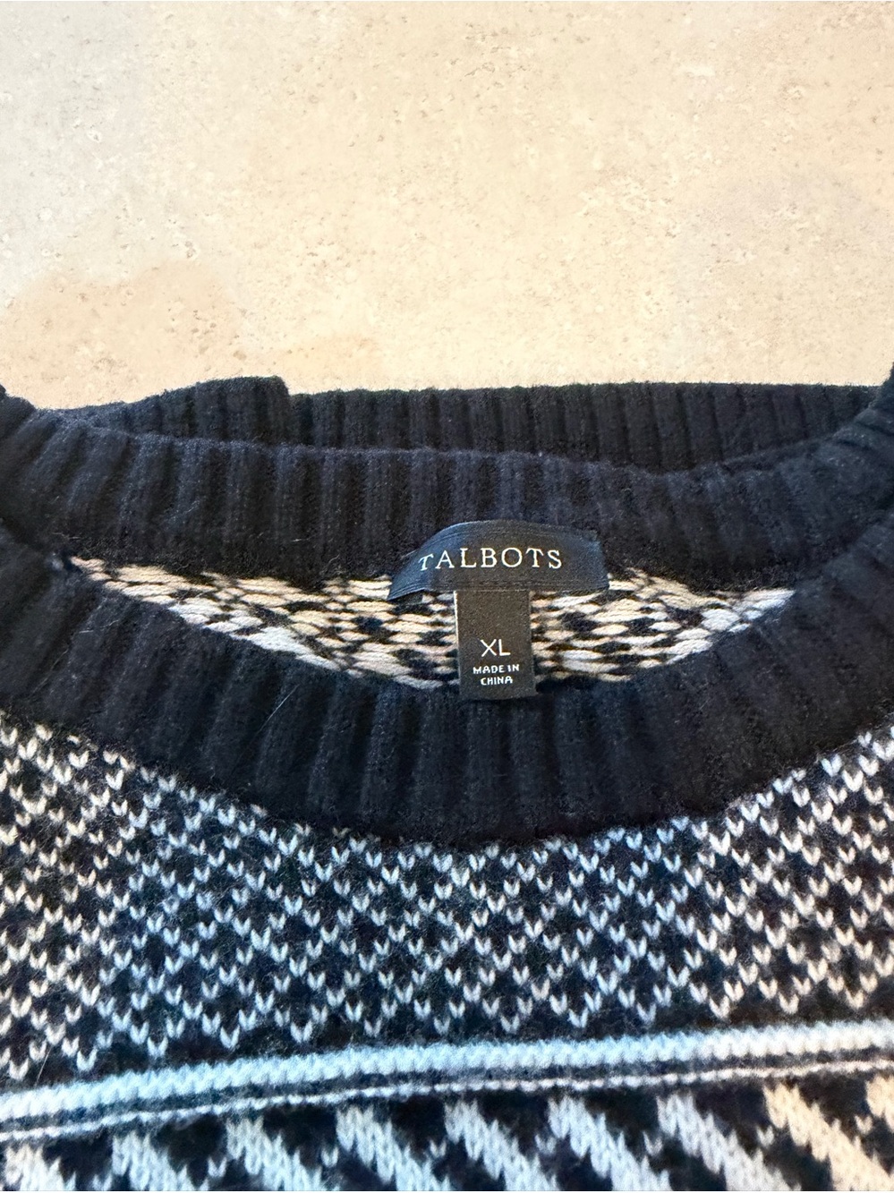 Talbots Women’s  Black and White Crewneck Sweater - XL